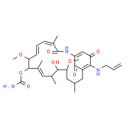 ChemSpider 2D Image | (4Z,6E,10E)-19-(Allylamino)-13-hydroxy-8,14-dimethoxy-4,10,12,16-tetramethyl-3,20,22-trioxo-2-azabicyclo[16.3.1]docosa-1(21),4,6,10,18-pentaen-9-yl carbamate | C31H43N3O8