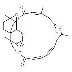 ChemSpider 2D Image | (13Z,20Z,22Z)-6,14,18,27-Tetramethyl-12H,24H-spiro[2,5,11,17,25,30-hexaoxahexacyclo[24.2.1.1~16,19~.0~3,9~.0~4,6~.0~9,27~]triaconta-13,20,22-triene-28,2'-oxirane]-12,24-dione | C29H36O9