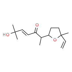 ChemSpider 2D Image | (4E)-6-Hydroxy-6-methyl-2-(5-methyl-5-vinyltetrahydro-2-furanyl)-4-hepten-3-one | C15H24O3
