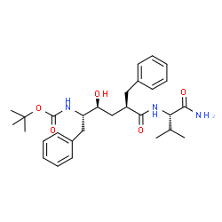 ChemSpider 2D Image | tert-butyl [(2S,3S,5R)-6-{[(2S)-1-amino-3-methyl-1-oxobutan-2-yl]amino}-5-benzyl-3-hydroxy-6-oxo-1-phenylhexan-2-yl]carbamate | C29H41N3O5