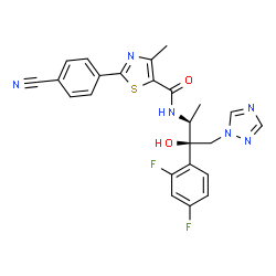 ChemSpider 2D Image | 2-(4-Cyanophenyl)-N-[(2S,3R)-3-(2,4-difluorophenyl)-3-hydroxy-4-(1H-1,2,4-triazol-1-yl)-2-butanyl]-4-methyl-1,3-thiazole-5-carboxamide | C24H20F2N6O2S