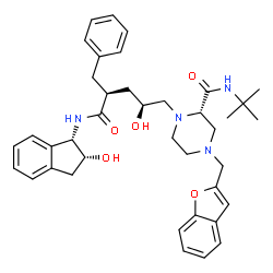 ChemSpider 2D Image | n-[2(r)-hydroxy-1(s)-indanyl]-2(r)-phenylmethyl-4(s)-hydroxy-5-[4-[2-benzofuranylmethyl]-2(s)-[tert-butylaminocarbonyl]-piperazinyl]-pentaneamide | C39H48N4O5