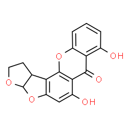 ChemSpider 2D Image | 6,8-Dihydroxy-1,2,3a,12c-tetrahydro-7H-furo[3',2':4,5]furo[2,3-c]xanthen-7-one | C17H12O6