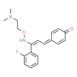 ChemSpider 2D Image | 4-[(2E)-3-{[2-(Dimethylamino)ethoxy]amino}-3-(2-fluorophenyl)-2-propen-1-ylidene]-2,5-cyclohexadien-1-one | C19H21FN2O2