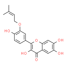 ChemSpider 2D Image | 3,6,7-Trihydroxy-2-{4-hydroxy-3-[(3-methyl-2-buten-1-yl)oxy]phenyl}-4H-chromen-4-one | C20H18O7