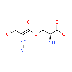 ChemSpider 2D Image | (1Z,3R)-1-[(2S)-2-Amino-2-carboxyethoxy]-2-diazonio-3-hydroxy-1-buten-1-olate | C7H11N3O5