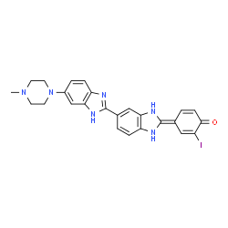 ChemSpider 2D Image | (4E)-2-Iodo-4-[6-(4-methyl-1-piperazinyl)-1',3'-dihydro-1H,2'H-2,5'-bibenzimidazol-2'-ylidene]-2,5-cyclohexadien-1-one | C25H23IN6O