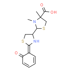 ChemSpider 2D Image | (2'Z)-3,4-Dimethyl-2'-(6-oxo-2,4-cyclohexadien-1-ylidene)-2,4'-bi-1,3-thiazolidine-4-carboxylic acid | C15H18N2O3S2
