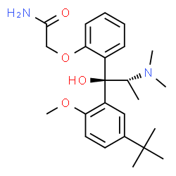 ChemSpider 2D Image | 2-(2-{(1R,2R)-2-(Dimethylamino)-1-hydroxy-1-[2-methoxy-5-(2-methyl-2-propanyl)phenyl]propyl}phenoxy)acetamide | C24H34N2O4