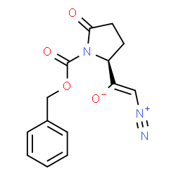 ChemSpider 2D Image | (Z)-1-{(2S)-1-[(Benzyloxy)carbonyl]-5-oxo-2-pyrrolidinyl}-2-diazonioethenolate | C14H13N3O4