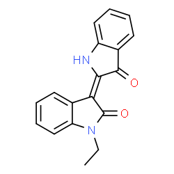 ChemSpider 2D Image | 2H-Indol-2-one, 3-(1,3-dihydro-3-oxo-2H-indol-2-ylidene)-1-ethyl-1,3-dihydro- | C18H14N2O2