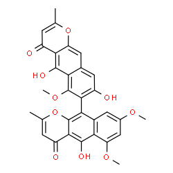 ChemSpider 2D Image | 5,5',8-Trihydroxy-6,6',8'-trimethoxy-2,2'-dimethyl-4H,4'H-7,10'-bibenzo[g]chromene-4,4'-dione | C31H24O10