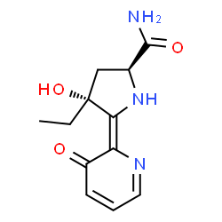 ChemSpider 2D Image | (4R,5Z)-4-Ethyl-4-hydroxy-5-(3-oxo-2(3H)-pyridinylidene)-L-prolinamide | C12H15N3O3