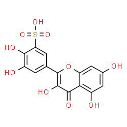 ChemSpider 2D Image | 2,3-Dihydroxy-5-(3,5,7-trihydroxy-4-oxo-4H-chromen-2-yl)benzenesulfonic acid | C15H10O10S