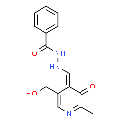 ChemSpider 2D Image | N'-{(E)-[5-(Hydroxymethyl)-2-methyl-3-oxo-4(3H)-pyridinylidene]methyl}benzohydrazide | C15H15N3O3