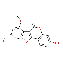 ChemSpider 2D Image | 3-Hydroxy-7,9-dimethoxy-6H-[1]benzofuro[3,2-c]chromen-6-one | C17H12O6