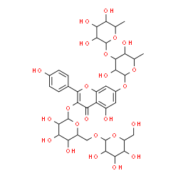 ChemSpider 2D Image | 3-[(6-O-Hexopyranosylhexopyranosyl)oxy]-5-hydroxy-2-(4-hydroxyphenyl)-4-oxo-4H-chromen-7-yl 6-deoxy-3-O-(6-deoxyhexopyranosyl)hexopyranoside | C39H50O24