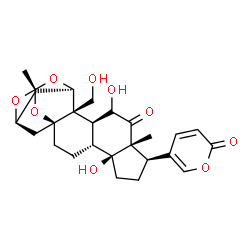 ChemSpider 2D Image | (1S,4R,5S,8R,9R,12S,13R,14R,16R,18S)-5,11-Dihydroxy-13-(hydroxymethyl)-9,16-dimethyl-8-(2-oxo-2H-pyran-5-yl)-15,17,20-trioxahexacyclo[14.3.1.1~14,18~.0~1,13~.0~4,12~.0~5,9~]henicosan-10-one | C26H32O9