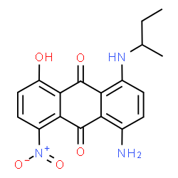 ChemSpider 2D Image | 1-Amino-4-(sec-butylamino)-5-hydroxy-8-nitro-9,10-anthraquinone | C18H17N3O5