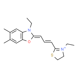 ChemSpider 2D Image | 3-Ethyl-2-[(1E,3Z)-3-(3-ethyl-5,6-dimethyl-1,3-benzoxazol-2(3H)-ylidene)-1-propen-1-yl]-4,5-dihydro-1,3-thiazol-3-ium | C19H25N2OS