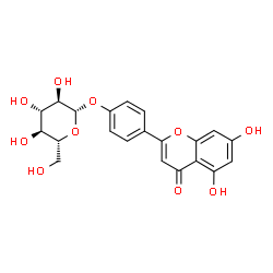 ChemSpider 2D Image | 4-(5,7-Dihydroxy-4-oxo-4H-chromen-2-yl)phenyl beta-D-glucopyranoside | C21H20O10