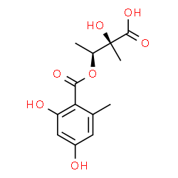 ChemSpider 2D Image | (2S,3S)-3-[(2,4-Dihydroxy-6-methylbenzoyl)oxy]-2-hydroxy-2-methylbutanoic acid | C13H16O7