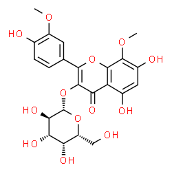 ChemSpider 2D Image | 5,7-Dihydroxy-2-(4-hydroxy-3-methoxyphenyl)-8-methoxy-4-oxo-4H-chromen-3-yl beta-D-galactopyranoside | C23H24O13