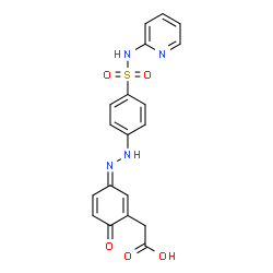 ChemSpider 2D Image | [(3Z)-6-Oxo-3-{[4-(2-pyridinylsulfamoyl)phenyl]hydrazono}-1,4-cyclohexadien-1-yl]acetic acid | C19H16N4O5S