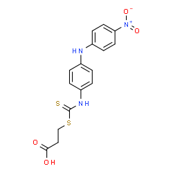ChemSpider 2D Image | 3-[({4-[(4-Nitrophenyl)amino]phenyl}carbamothioyl)sulfanyl]propanoic acid | C16H15N3O4S2