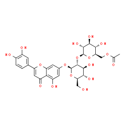 ChemSpider 2D Image | 2-(3,4-Dihydroxyphenyl)-5-hydroxy-4-oxo-4H-chromen-7-yl 2-O-(6-O-acetyl-beta-D-glucopyranosyl)-beta-D-glucopyranoside | C29H32O17