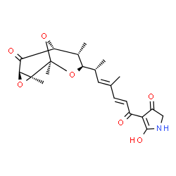 ChemSpider 2D Image | 5-Hydroxy-4-{(2E,4E,6R)-4-methyl-6-[(1R,2S,4R,6R,7R,8R)-1,2,7-trimethyl-5-oxo-3,9,10-trioxatricyclo[4.3.1.0~2,4~]dec-8-yl]-2,4-heptadienoyl}-1,2-dihydro-3H-pyrrol-3-one | C22H27NO7