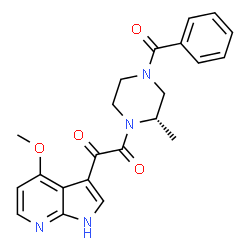 ChemSpider 2D Image | 1-[(2S)-4-Benzoyl-2-methyl-1-piperazinyl]-2-(4-methoxy-1H-pyrrolo[2,3-b]pyridin-3-yl)-1,2-ethanedione | C22H22N4O4