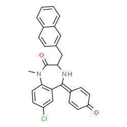 ChemSpider 2D Image | 7-Chloro-1-methyl-3-(2-naphthylmethyl)-5-(4-oxo-2,5-cyclohexadien-1-ylidene)-1,3,4,5-tetrahydro-2H-1,4-benzodiazepin-2-one | C27H21ClN2O2
