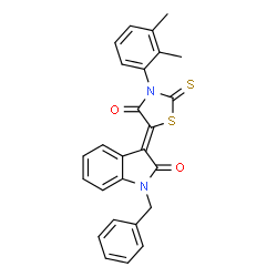 ChemSpider 2D Image | (3Z)-1-Benzyl-3-[3-(2,3-dimethylphenyl)-4-oxo-2-thioxo-1,3-thiazolidin-5-ylidene]-1,3-dihydro-2H-indol-2-one | C26H20N2O2S2