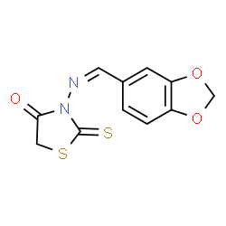 ChemSpider 2D Image | 3-[(Z)-(1,3-Benzodioxol-5-ylmethylene)amino]-2-thioxo-1,3-thiazolidin-4-one | C11H8N2O3S2