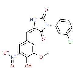 ChemSpider 2D Image | (5E)-3-(3-Chlorophenyl)-5-(4-hydroxy-3-methoxy-5-nitrobenzylidene)-2,4-imidazolidinedione | C17H12ClN3O6
