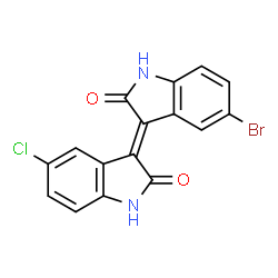 ChemSpider 2D Image | (3E)-5-Bromo-3-(5-chloro-2-oxo-1,2-dihydro-3H-indol-3-ylidene)-1,3-dihydro-2H-indol-2-one | C16H8BrClN2O2