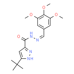 ChemSpider 2D Image | 5-(2-Methyl-2-propanyl)-N'-[(Z)-(3,4,5-trimethoxyphenyl)methylene]-1H-pyrazole-3-carbohydrazide | C18H24N4O4