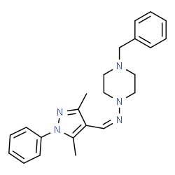 ChemSpider 2D Image | (Z)-N-(4-Benzyl-1-piperazinyl)-1-(3,5-dimethyl-1-phenyl-1H-pyrazol-4-yl)methanimine | C23H27N5
