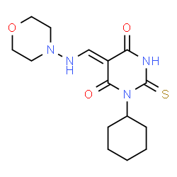 ChemSpider 2D Image | (5Z)-1-Cyclohexyl-5-[(4-morpholinylamino)methylene]-2-thioxodihydro-4,6(1H,5H)-pyrimidinedione | C15H22N4O3S