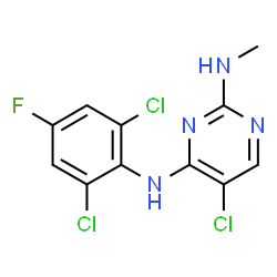 ChemSpider 2D Image | 5-Chloro-N~4~-(2,6-dichloro-4-fluorophenyl)-N~2~-methyl-2,4-pyrimidinediamine | C11H8Cl3FN4
