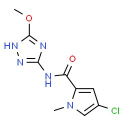 ChemSpider 2D Image | 4-Chloro-N-(5-methoxy-1H-1,2,4-triazol-3-yl)-1-methyl-1H-pyrrole-2-carboxamide | C9H10ClN5O2