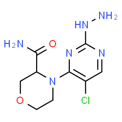 ChemSpider 2D Image | 4-(5-Chloro-2-hydrazino-4-pyrimidinyl)-3-morpholinecarboxamide | C9H13ClN6O2