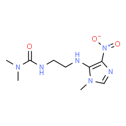 ChemSpider 2D Image | 1,1-Dimethyl-3-{2-[(1-methyl-4-nitro-1H-imidazol-5-yl)amino]ethyl}urea | C9H16N6O3
