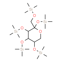 ChemSpider 2D Image | 1,2,3,4,5-Pentakis-O-(trimethylsilyl)hex-2-ulopyranose | C21H52O6Si5