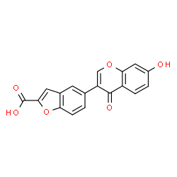 ChemSpider 2D Image | 5-(7-Hydroxy-4-oxo-4H-chromen-3-yl)-1-benzofuran-2-carboxylic acid | C18H10O6