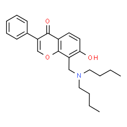 ChemSpider 2D Image | 8-[(Dibutylamino)methyl]-7-hydroxy-3-phenyl-4H-chromen-4-one | C24H29NO3