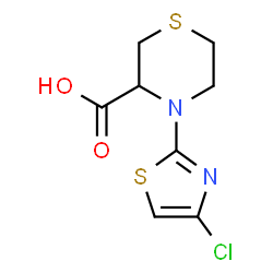 ChemSpider 2D Image | 4-(4-Chloro-1,3-thiazol-2-yl)-3-thiomorpholinecarboxylic acid | C8H9ClN2O2S2