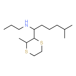 ChemSpider 2D Image | 5-Methyl-1-(3-methyl-1,4-dithian-2-yl)-N-propyl-1-hexanamine | C15H31NS2