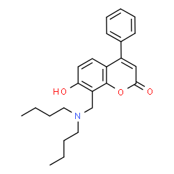ChemSpider 2D Image | 8-[(Dibutylamino)methyl]-7-hydroxy-4-phenyl-2H-chromen-2-one | C24H29NO3